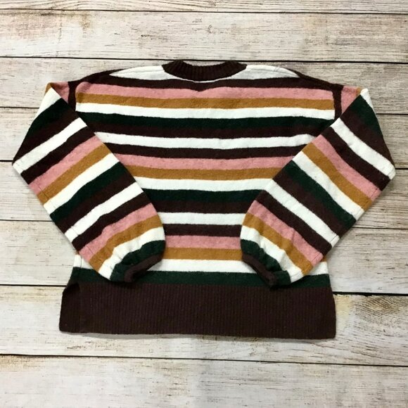 Madewell Striped Knit Pullover Sweater Merino Alpaca Wool Blend Size XS - Picture 10 of 13